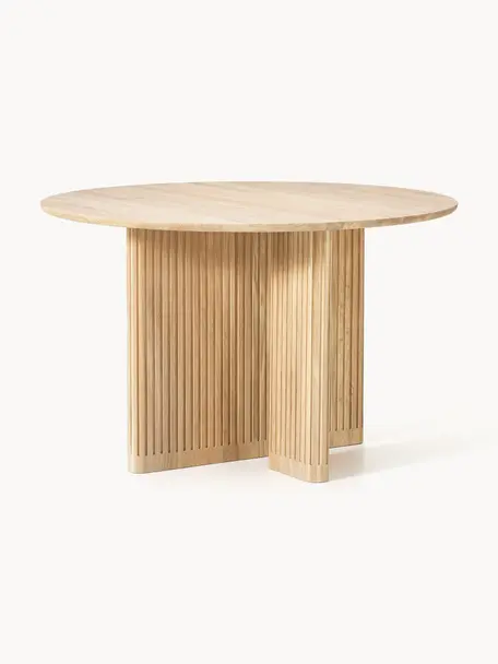 Table ronde en chêne Jolka, Ø 120 cm, Chêne laqué, Ø 120 cm