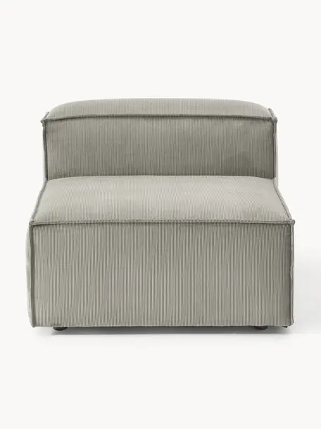 Módulo central de pana sofá Lennon, Tapizado: pana (92% poliéster, 8% p, Estructura: madera de pino maciza, ma, Patas: plástico Las patas están , Pana gris, An 89 x F 119 cm