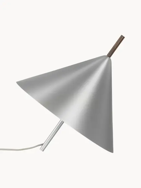 Design tafellamp Cone, Decoratie: walnoothout, geolied, Zilverkleurig, Ø 40 x H 40 cm