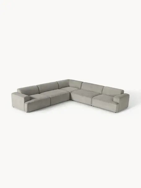 XL-Ecksofa Melva aus Cord, Bezug: Cord (92 % Polyester, 8 %, Gestell: Massives Kiefernholz, Spe, Füße: Kunststoff Dieses Produkt, Cord Grau, B 339 x T 339 cm