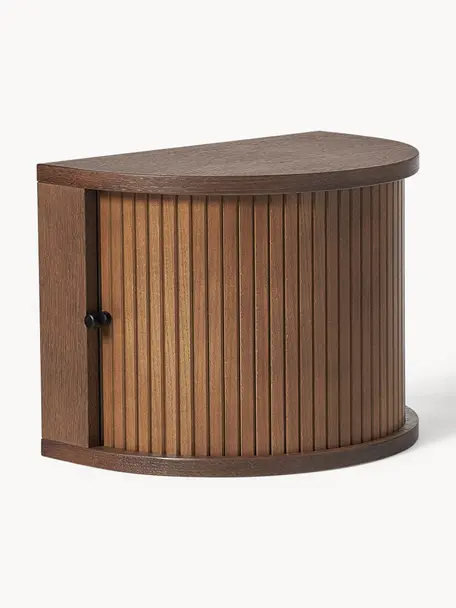 Wandnachttisch Calary mit geriffelter Front, Korpus: Mitteldichte Holzfaserpla, Holz, dunkelbraun lackiert, B 40 x H 30 cm