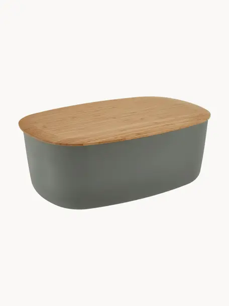 Boîte à pain avec couvercle en bambou Box-It, Gris, bois clair, larg. 35 x haut. 12 cm
