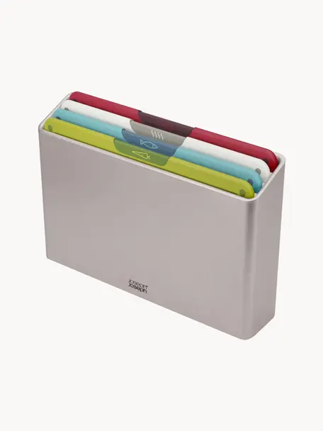 Set de tablas de cortar con soporte Folio, 5 pzas., Plateado, multicolor, An 34 x F 24 cm