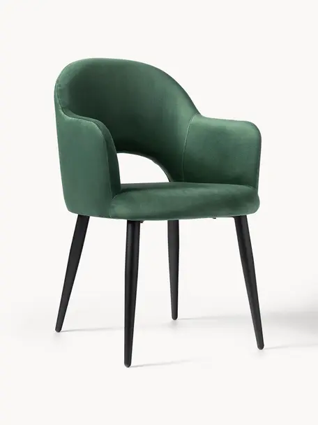 Chaise rembourrée en velours Rachel, Velours vert foncé, larg. 55 x prof. 65 cm