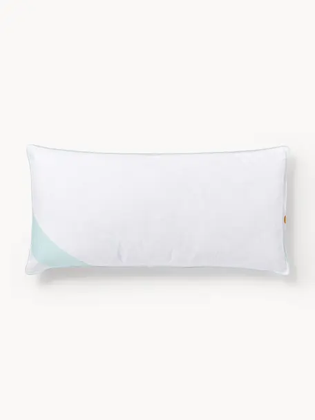 Cuscino morbido Comfort, Bianco con fascia di stoffa in raso turchese, Larg. 40 x Lung. 80 cm