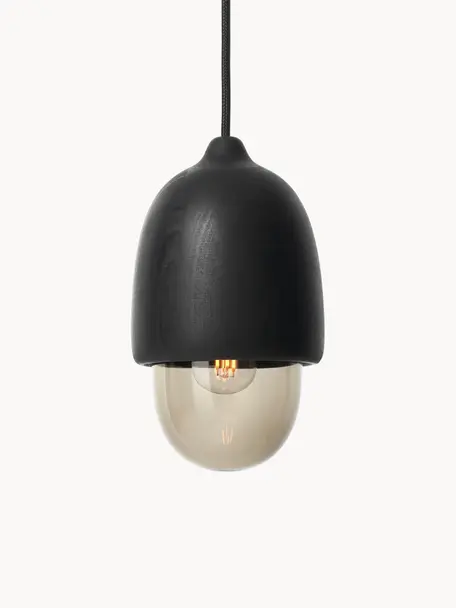 Lampa wisząca ze szkła dmuchanego Terho, Czarny, greige, Ø 14 x W 22 cm