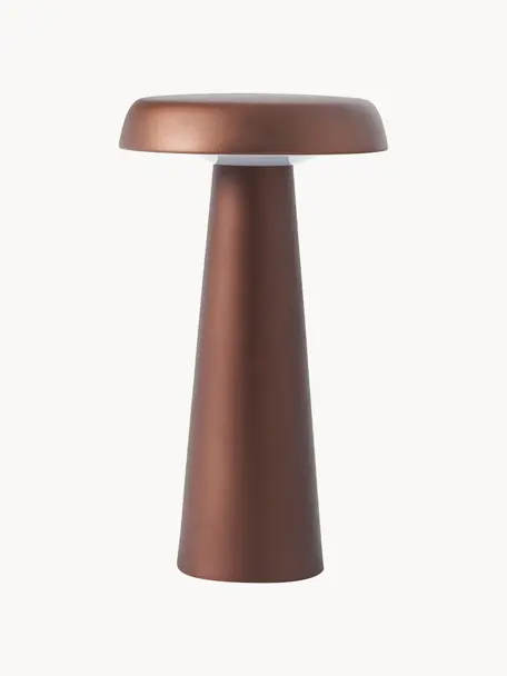 Venkovní stolní LED lampa Arcello, Eloxovaný kov, Červenohnědá, Ø 14 cm, V 25 cm