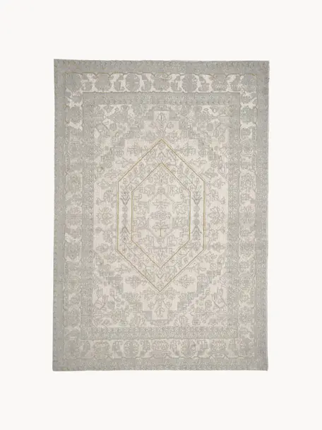 Ručně tkaný žinylkový koberec Magalie, 95 % bavlněná žinylka, 5 % polyester, Světle šedá, krémově bílá, Š 160 cm, D 230 cm (velikost M)