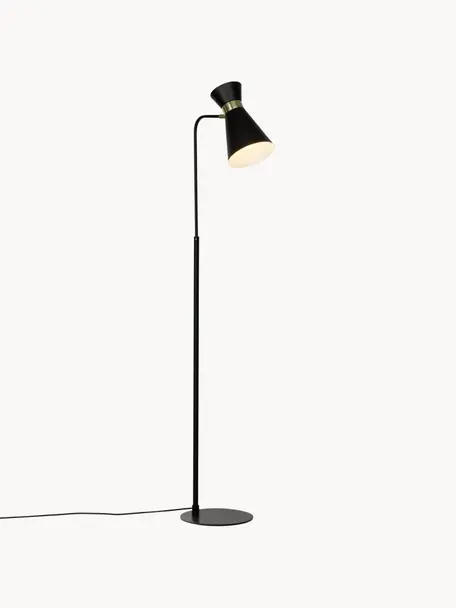 Retro lampa na čítanie Grazia, Čierna, odtiene zlatej, V 144 cm