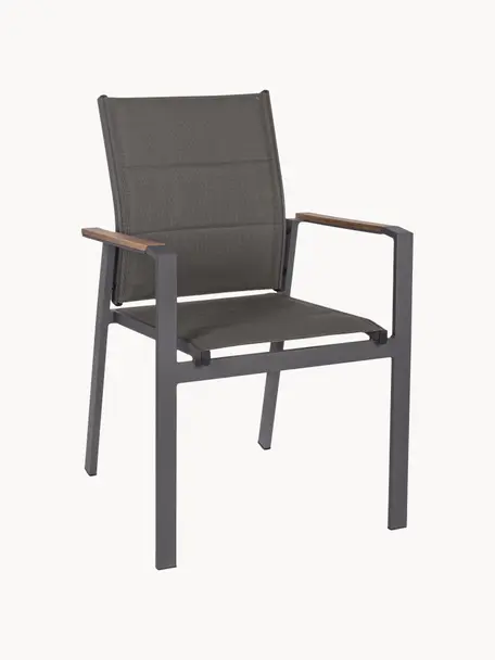 Stohovatelná zahradní židle s područkami Kubik, Tmavě šedá, dřevo, Š 57 cm, H 62 cm