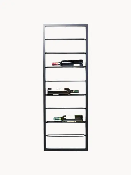 Hangend wijnrek Bistro voor 8 flessen, Staal, gepoedercoat, Zwart, B 42 x H 120 cm