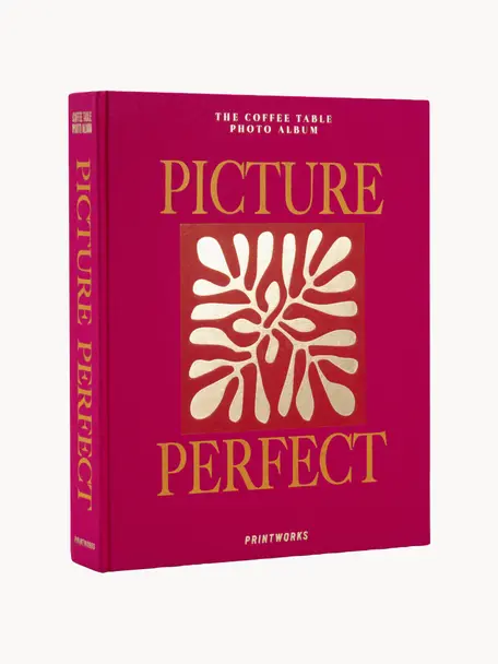 Fotoalbum Picture Perfect, Bezug: Baumwollstoff, Graupappe, Goldfarben, Weinrot, B 33 x H 27 cm