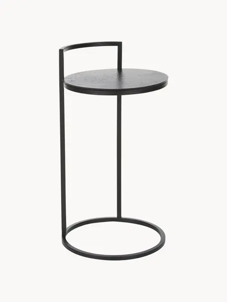 Okrągły stolik pomocniczy z metalu Circle, Blat: metal powlekany, Stelaż: metal malowany proszkowo, Czarny, Ø 36 x W 66 cm