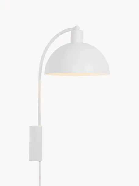 Große Wandleuchte Ellen mit Stecker, Lampenschirm: Kunststoff, Weiß, matt, T 26 x H 43 cm