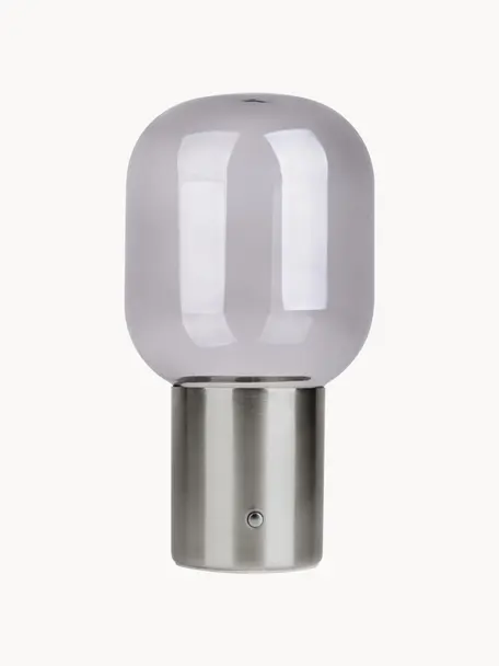Kleine LED-Tischlampe Albero, Lampenschirm: Glas, Silberfarben, Hellgrau, Ø 13 x H 25 cm