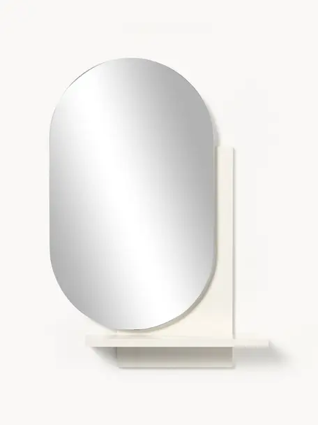 Wandspiegel Sorin mit Ablage, Spiegelfläche: Spiegelglas, Weiss, B 55 x H 79 cm