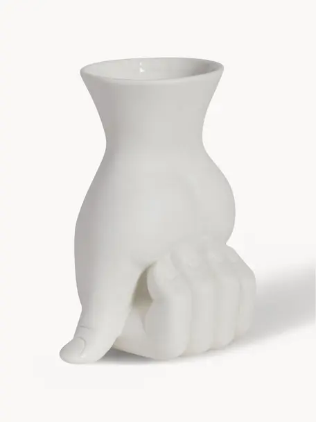 Vaso piccolo di design in porcellana Marcel, Porcellana, Bianco, Larg. 11 x Alt. 18 cm