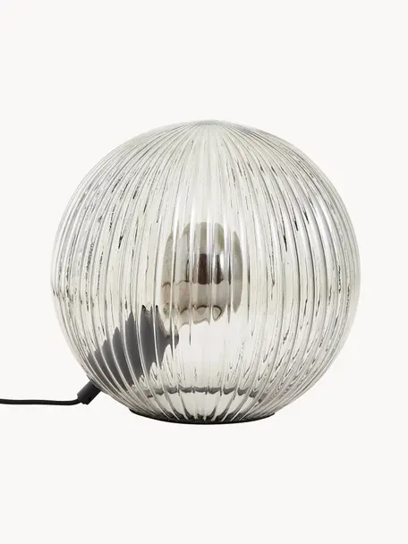 Kleine glazen tafellamp Belado, geribbeld, Lampenkap: glas, Grijs, transparant, geribbeld, Ø 25 x H 24 cm