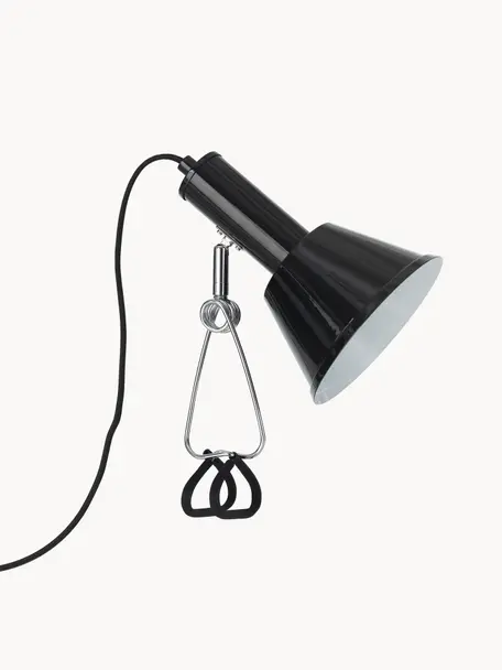 Lámpara de escritorio con clips Milou, Lámpara: metal recubierto, Cable: plástico, Negro, Ø 15 x Al 35 cm