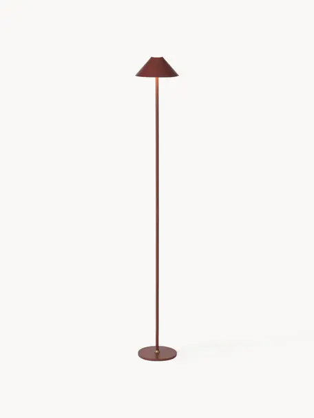 Kleine mobile LED-Stehlampe Hygge, dimmbar, Metall, beschichtet, Weinrot, H 134 cm