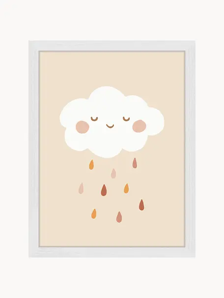 Stampa digitale incorniciata Lovely Rain, Cornice: legno di faggio, certific, Immagine: stampa digitale su carta , Bianco, beige chiaro, tonalità marroni, Larg. 33 x Alt. 43 cm