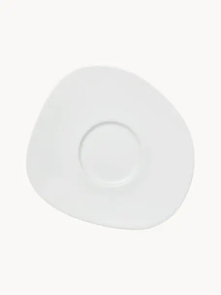 Porzellan-Untertasse Organic mit organischem Rand, Hartporzellan, Weiß, L 18 x B 16 cm