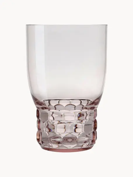 Wassergläser Jellies mit Strukturmuster, 4 Stück, Kunststoff, Hellrosa, transparent, Ø 9 x H 13 cm, 460 ml