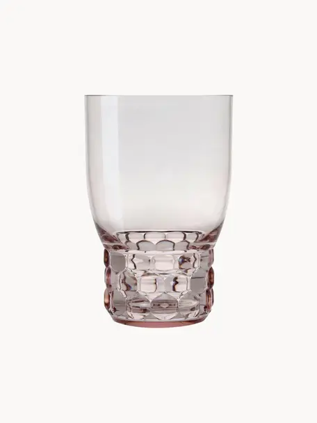 Verres à eau avec surface texturée Jellies, 4 pièces, Plastique, Rose pâle, Ø 9 x haut. 13 cm, 460 ml