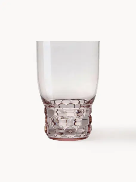 Verres à eau avec surface texturée Jellies, 4 pièces, Plastique, Rose pâle, Ø 9 x haut. 13 cm, 460 ml