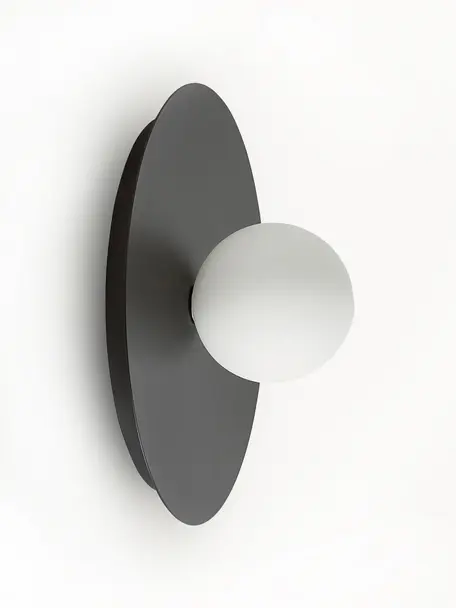Wand- und Deckenleuchte Starling, Lampenschirm: Opalglas, Schwarz, Weiß, Ø 33 x T 14 cm