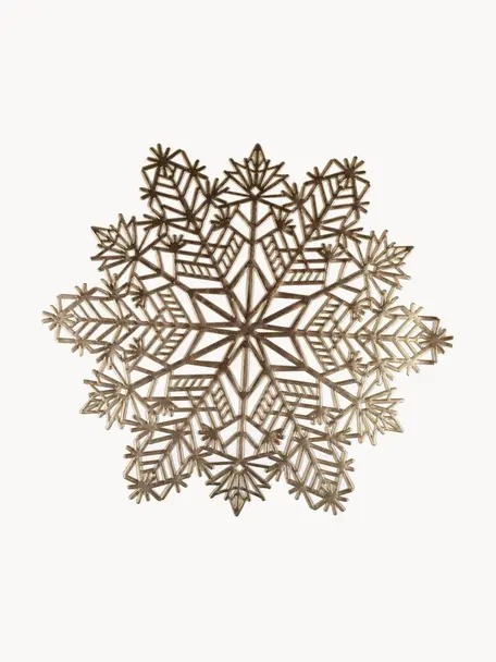 Sneeuwvlok placemats Snowflake in goud, 2 stuks, Kunststof, Goudkleurig, Ø 38 cm