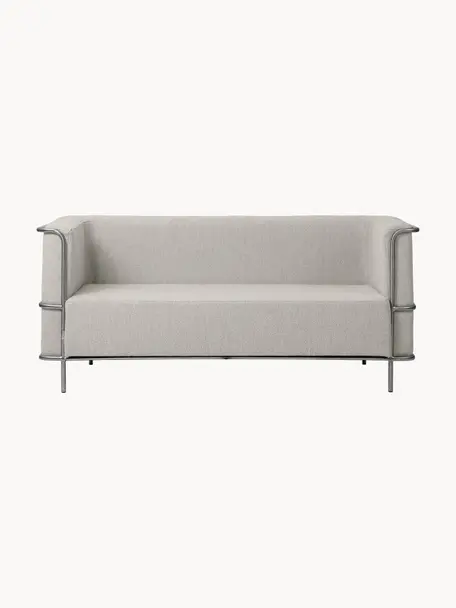 Bouclé bank Modernist (2-zits), Bekleding: bouclé (34% viscose, 33% , Frame: gecoat staal, Bouclé greige, B 164 x D 77 cm