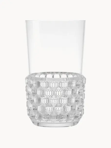 Vasos con relieves Jellies, 4 uds., Plástico, Transparente, Ø 9 x Al 15 cm, 600 ml