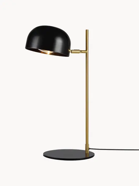 Lámpara de escritorio Posefarben, Estructura: metal recubierto, Cable: cubierto en tela, Negro, dorado, F 29 x Al 49 cm