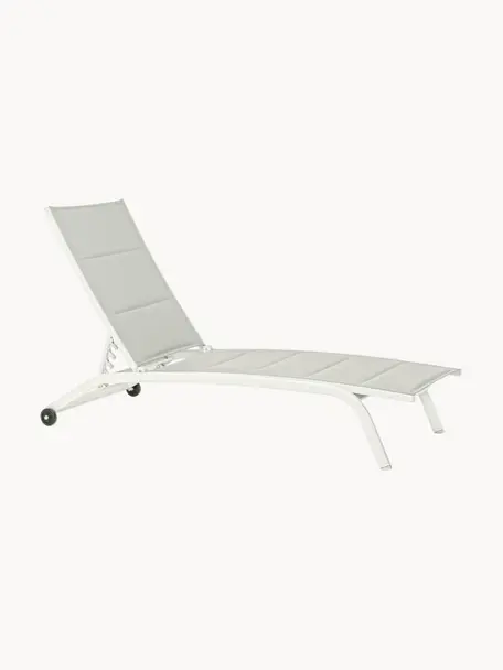 Gartenliege Cleo, Bezug: 100 % Polyester, Gestell: Aluminium, pulverbeschich, Hellbeige, Off White, L 192 x B 61 cm