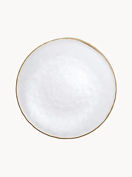Skleněné snídaňové talíře Orphee, 2 ks, Sklo, Transparentní se zlatým okrajem, Ø 22 cm