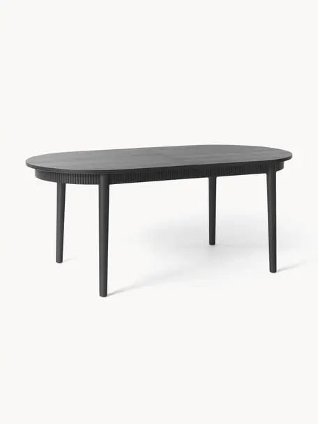 Rozkládací jídelní stůl Calary, Dubové dřevo, černě lakované, Š 180/230 cm, H 92 cm