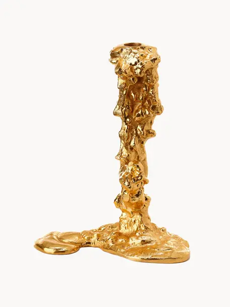 Kovový svícen Drip, Potažený kov, Zlatá, Š 18 cm, V 25 cm