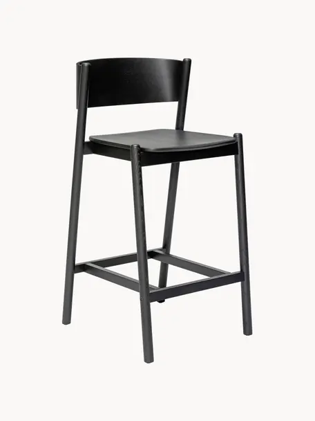 Tabouret de bar Oblique, Chêne noir laqué, larg. 50 x haut. 103 cm