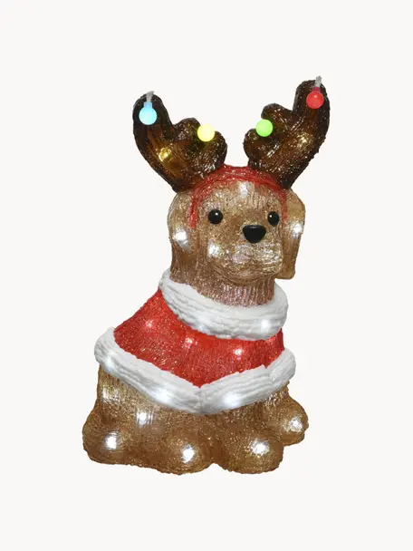 LED Leuchtobjekt Dog H 34 cm, mit Stecker, Kunststoff, Braun, Rot, Weiß, B 23 x H 34 cm