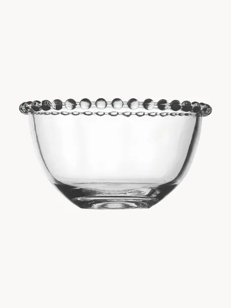 Ciotole in vetro con bordo decorato Perles 2 pz, Vetro, Trasparente, Ø 14 cm