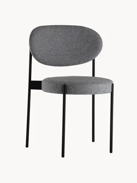 Krzesło tapicerowane z wełny Seria 430, Tapicerka: 70% wełna, 30% wiskoza, Stelaż: metal powlekany, Ciemnoszara wełna, czarny, S 52 x G 54 cm