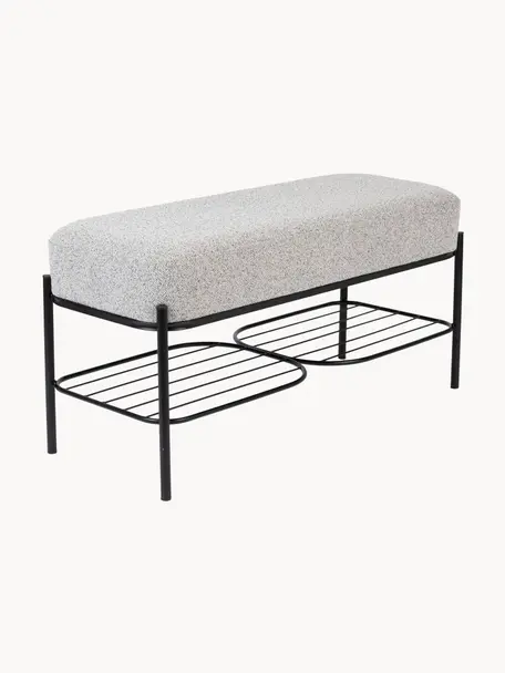 Banc en bouclette Milou, Bouclette gris clair, larg. 90 x haut. 45 cm