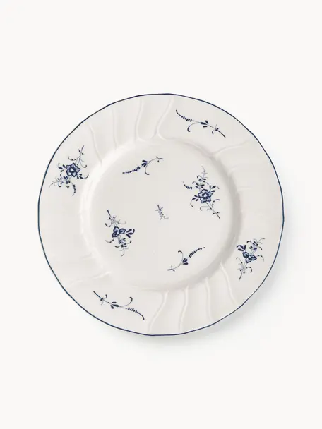 Plato postre de porcelana Vieux Luxembourg, Porcelana Premium, Blanco, azul real, Ø 21 cm
