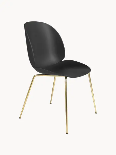 Kunststoffstuhl Beetle, Sitzschale: Kunststoff, Beine: Stahl, beschichtet, Schwarz, Goldfarben glänzend, B 56 x T 58 cm