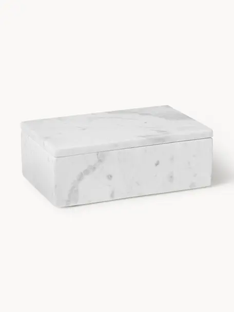 Marmor-Schmuckkästchen Venice, Marmor, Weiß, marmoriert, B 20 x H 7 cm