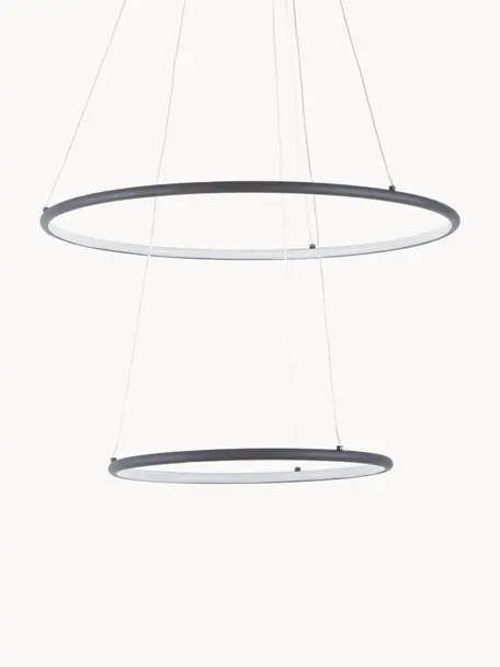 Grote LED hanglamp Orion, Lampenkap: gecoat metaal, Diffuser: acryl, Zwart, Ø 60 cm