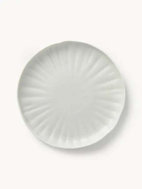Matné snídaňové talíře s reliéfem, 4 ks, Porcelán, Světle šedá, Ø 22 cm, V 3 cm