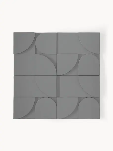 Set de decoración de pared Massimo, 4 uds., Tablero de fibras de densidad media (MDF), Gris oscuro, An 80 x Al 80 cm