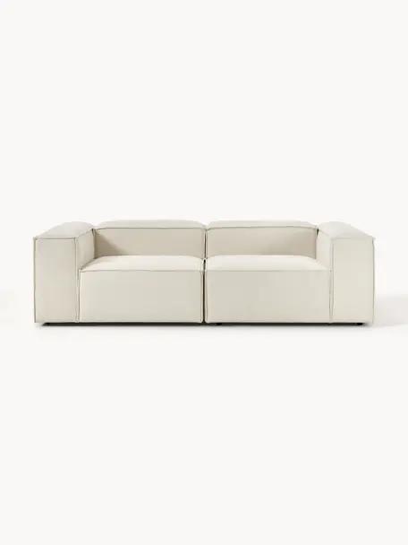 Modulares Sofa Lennon (3-Sitzer), Bezug: 100 % Polyester Der strap, Gestell: Massives Kiefernholz, Spe, Webstoff Off White, B 238 x T 119 cm